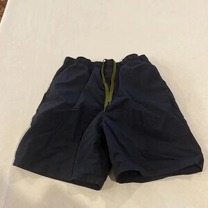 Breakwater‎ men’s navy blue swim trunks mesh brief lines small EUC